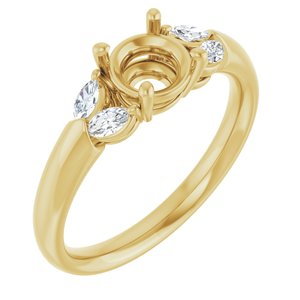 14K Yellow Gold 6 mm Round 1/3 CTW Natural Diamond Semi-Set Engagement Ring 