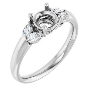 14K White Gold 6 mm Round 1/5 CTW Natural Diamond Semi-Set Engagement Ring