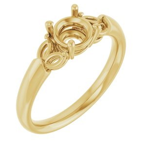 14K Yellow Gold 6 mm Round Engagement Ring Mounting