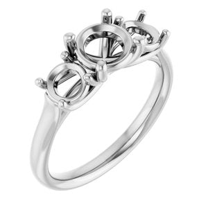 14K White Gold 6.5 mm Round Engagement Ring Mounting
