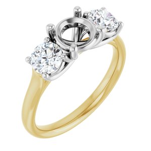 14K Yellow/White Gold 6.5 mm Round 3/4 CTW Lab-Grown Diamond Semi-Set Engagement Ring
