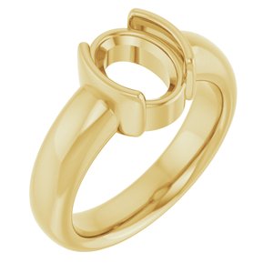 14K Yellow Gold 9x7 mm Oval Half-Bezel Solitaire Engagement Ring Mounting