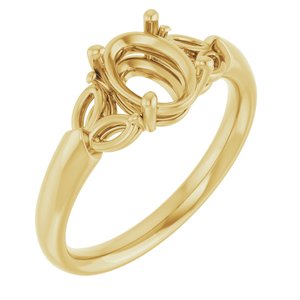 10K Yellow Gold 8x6 mm Oval Engagement Ring Mounting