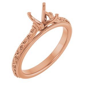 14K Rose Gold  6.5 mm Round Solitaire Engagement Ring Mounting