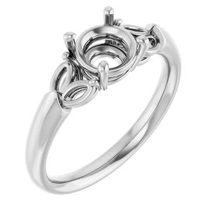 14K White Gold 6.5 mm Round Engagement Ring Mounting
