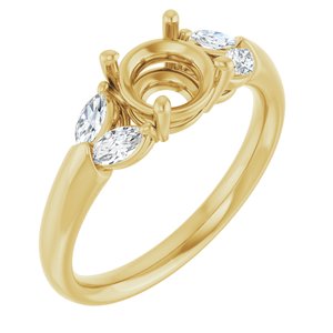 14K Yellow Gold 6.5 mm Round 1/3 CTW Natural Diamond Semi-Set Engagement Ring 