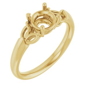 14K Yellow Gold 6.5 mm Round Engagement Ring Mounting