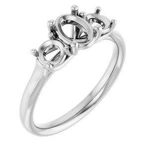 14K White Gold 7x5 mm Oval Engagement Ring Mounting