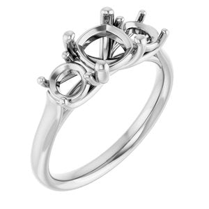 14K White Gold 6 mm Cushion Engagement Ring Mounting