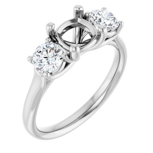 14K White Gold 6x6 mm Cushion 3/4 CTW Natural Diamond Semi-Set Engagement Ring