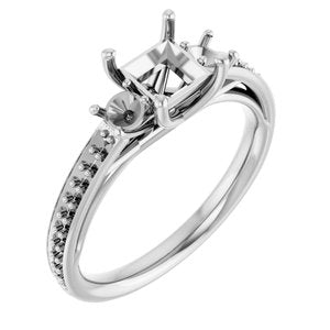 14K White Gold 5x5 mm Square Engagement Ring Mounting