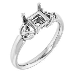14K White Gold 5.5 mm Square Engagement Ring Mounting