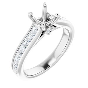 14K White Gold 6.5 mm Round 7/8 CTW Natural Diamond Semi-Set Engagement Ring