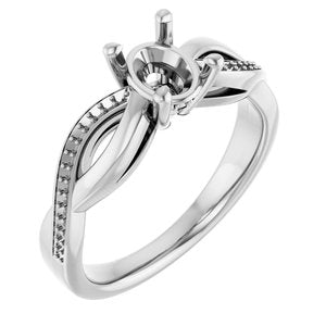 14K White Gold  7x5 mm Oval Engagement Ring Mounting