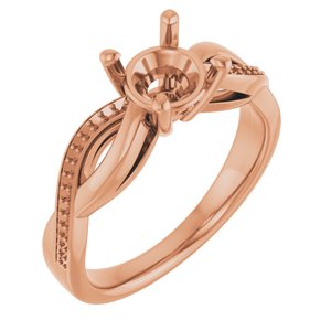 14K Rose Gold  6.5 mm Round Engagement Ring Mounting