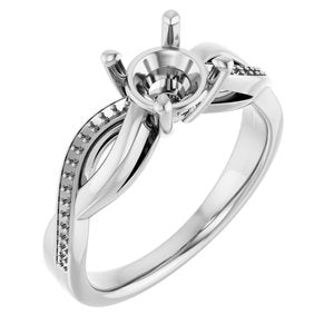 14K White Gold  6.5 mm Round Engagement Ring Mounting