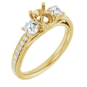 14K Yellow Gold 7x5 mm Oval 1/2 CTW Natural Diamond Semi-Set Engagement Ring