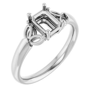14K White Gold 7x5 mm Emerald Engagement Ring Mounting