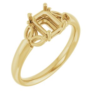 14K Yellow Gold 7x5 mm Emerald Engagement Ring Mounting