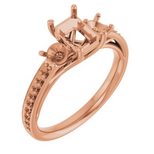 14K Rose Gold 7x5 mm Emerald Engagement Ring Mounting