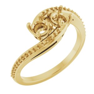 14K Yellow Gold 4.4 mm Round Two-Stone Engagement Ring Mounting