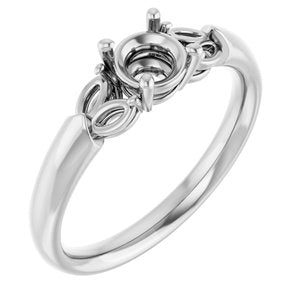 14K White Gold 5.2 mm Round Engagement Ring Mounting