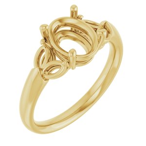 14K Yellow Gold 9x7 mm Oval Engagement Ring Mounting