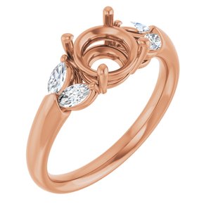 14K Rose Gold 7 mm Round 1/4 CTW Lab-Grown Diamond Semi-Set Engagement Ring 