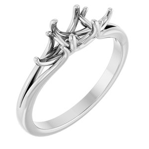 14K White Gold 5.2 mm Round Three-Stone Engagement Ring Mounting