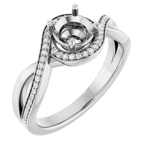 14K White Gold 5.8 mm Round 1/8 CTW Natural Diamond Semi-Set Engagement Ring
