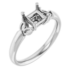 14K White Gold 5 mm Square Engagement Ring Mounting