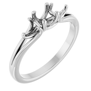 14K White Gold 4.6 mm Round Three-Stone Engagement Ring Mounting