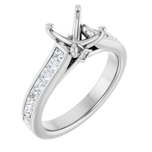 14K White Gold 5.5x5.5 mm Square 7/8 CTW Natural Diamond Semi-Set Engagement Ring