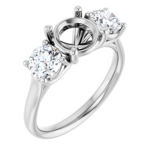 14K White Gold 7.4 mm Round 1 CTW Lab-Grown Diamond Semi-Set Engagement Ring