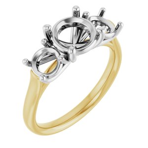 14K Yellow/White Gold 7.4 mm Round Engagement Ring Mounting