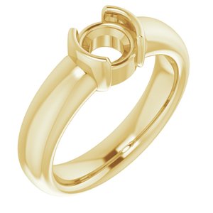 14K Yellow Gold 6 mm Round Half-Bezel Solitaire Engagement Ring Mounting