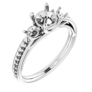 14K White Gold 6 mm Round Engagement Ring Mounting