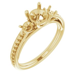 14K Yellow Gold 6 mm Round Engagement Ring Mounting