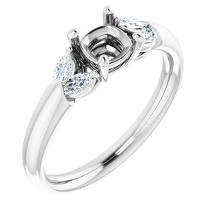 14K White Gold 5x5 mm Cushion 1/5 CTW Natural Diamond Semi-Set Engagement Ring