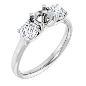 14K White Gold 5.2 mm Round 5/8 CTW Lab-Grown Diamond Semi-Set Engagement Ring 