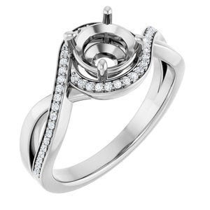 14K White Gold 6.5 mm Round 1/8 CTW Natural Diamond Semi-Set Engagement Ring