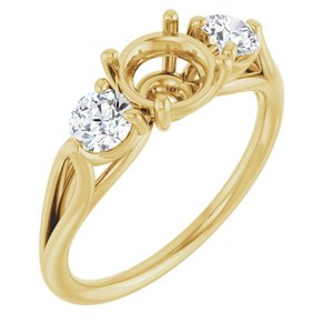 14K Yellow Gold 6.5 mm Round 1/2 CTW Lab-Grown Diamond Semi-Set Engagement Ring