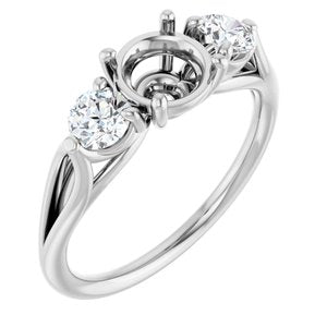 14K White Gold 6.5 mm Round 1/2 CTW Lab-Grown Diamond Semi-Set Engagement Ring