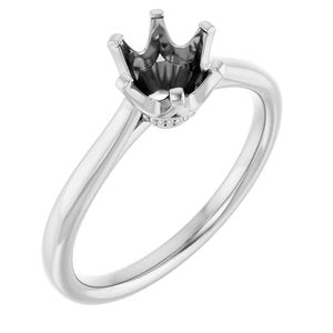 14K White Gold 6.5 mm Round Engagement Ring Mounting