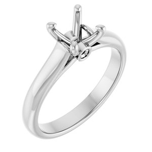 14K White Gold 6.5 mm Round Engagement Ring Mounting