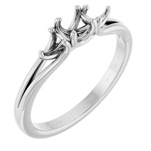 14K White Gold 4.1 mm Round Three-Stone Engagement Ring Mounting