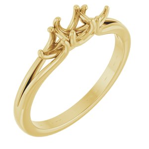 14K Yellow Gold 4.1 mm Round Three-Stone Engagement Ring Mounting