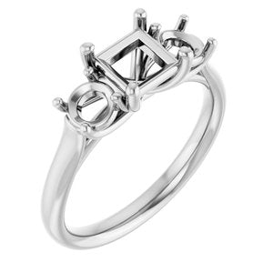 14K White Gold 5.5x5.5 mm Square Engagement Ring Mounting