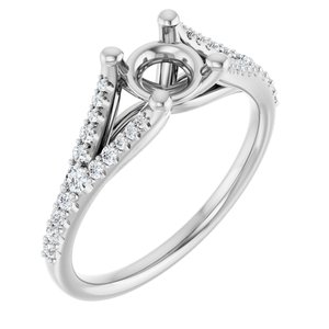 14K White Gold 5.8 mm Round 1/5 CTW Natural Diamond Semi-Set Engagement Ring