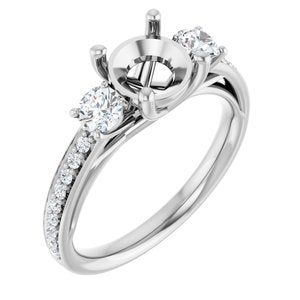14K White Gold 7 mm Round 1/2 CTW Lab-Grown Diamond Semi-Set Engagement Ring